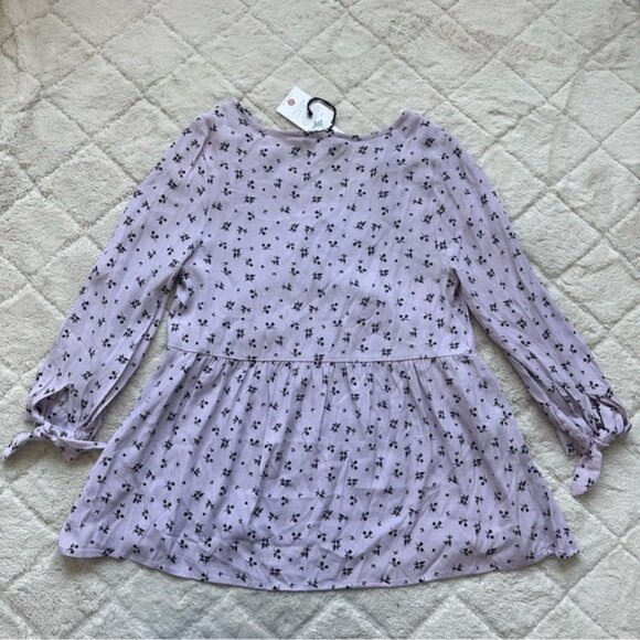 The Nines By Hatch | Lilac Purple Floral Crepe Maternity Blouse | Size Small - Picture 3 of 9